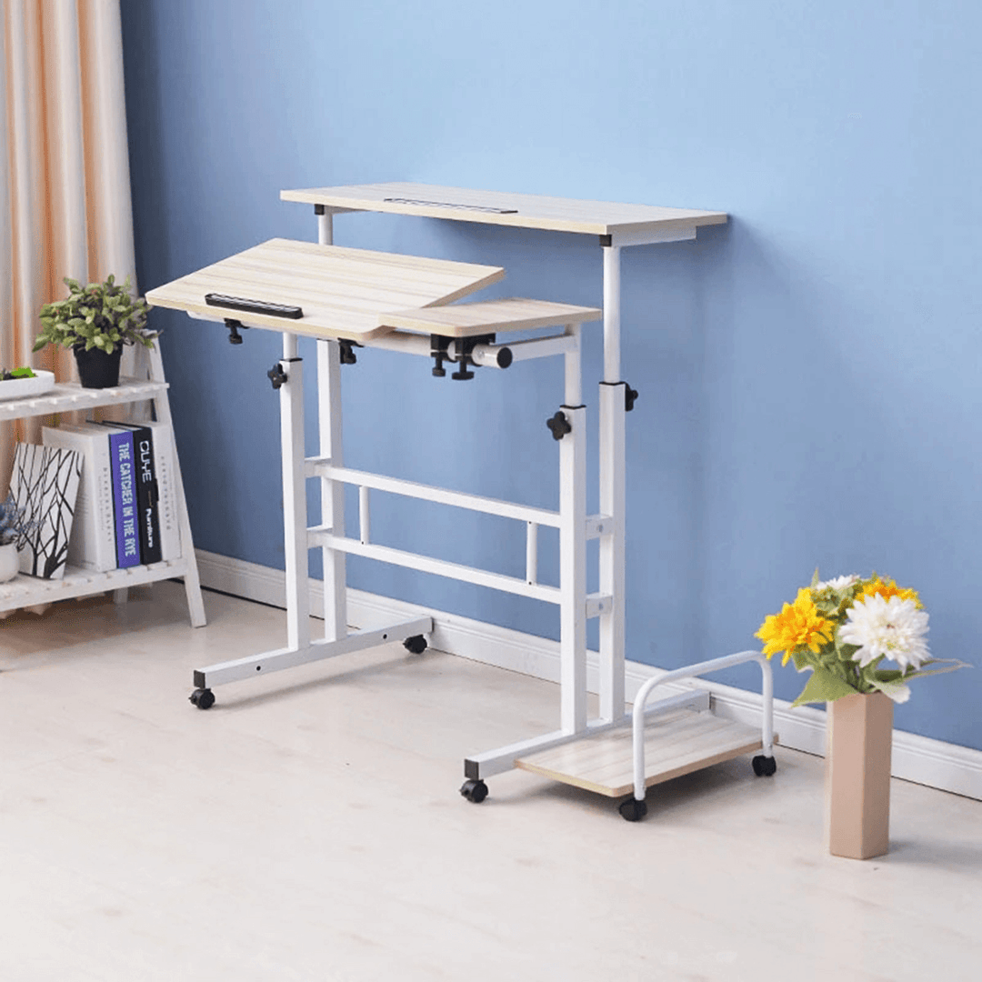 Computer Laptop Desk with Computer Case Rack Height Adjustable Table Mobile Rolling Stand-Up Table Workstation Home Office Furniture - MRSLM