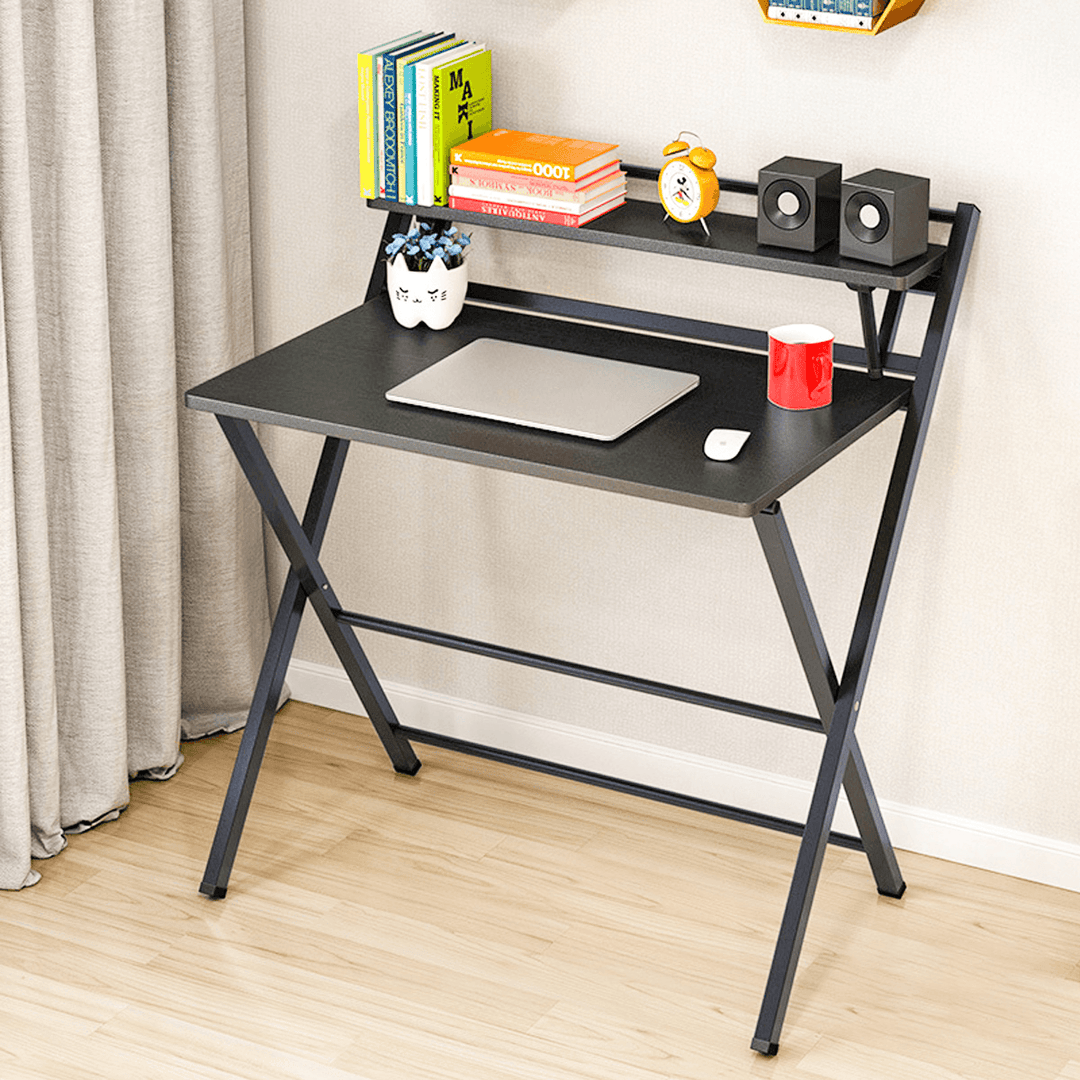 Foldable Computer Desk Table Student Writing Study Table with Storage Shelf Workstation Table Morden Laptop Table for Office Home - MRSLM