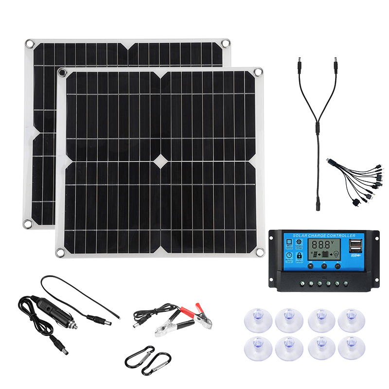 300W 18V Solar Panel Kit 2 in 1 RV Photovoltaic System 2Pcs Solar Power Panel - MRSLM