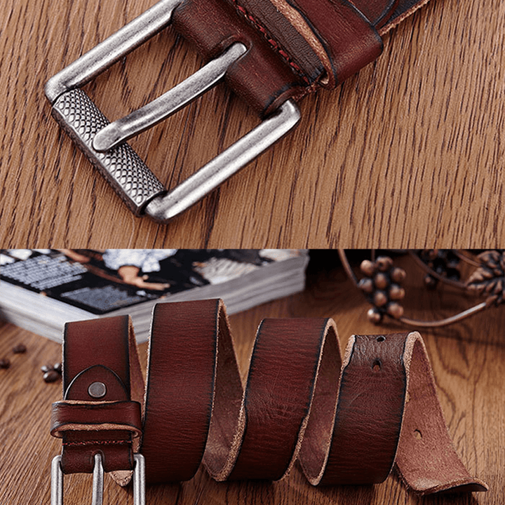 Genuine Leather Men'S Belt Casual Waistband Waist Strap Smooth Pin Retro Belt - MRSLM