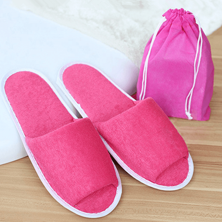 Travel Disposable Slippers Folding Guest Shoes Accessories Business Trip Supplies with Bag - MRSLM