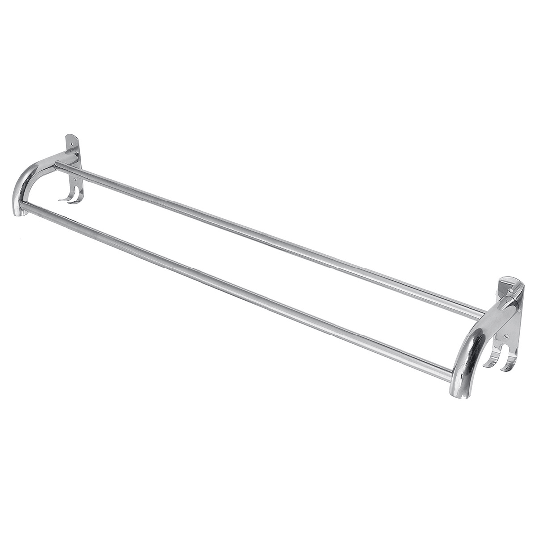 80Cm Stainless Steel Single Double Shelf Wall Mounted Bath Towel Rail Rack for Bathroom Storage Shelf Towel Racks - MRSLM