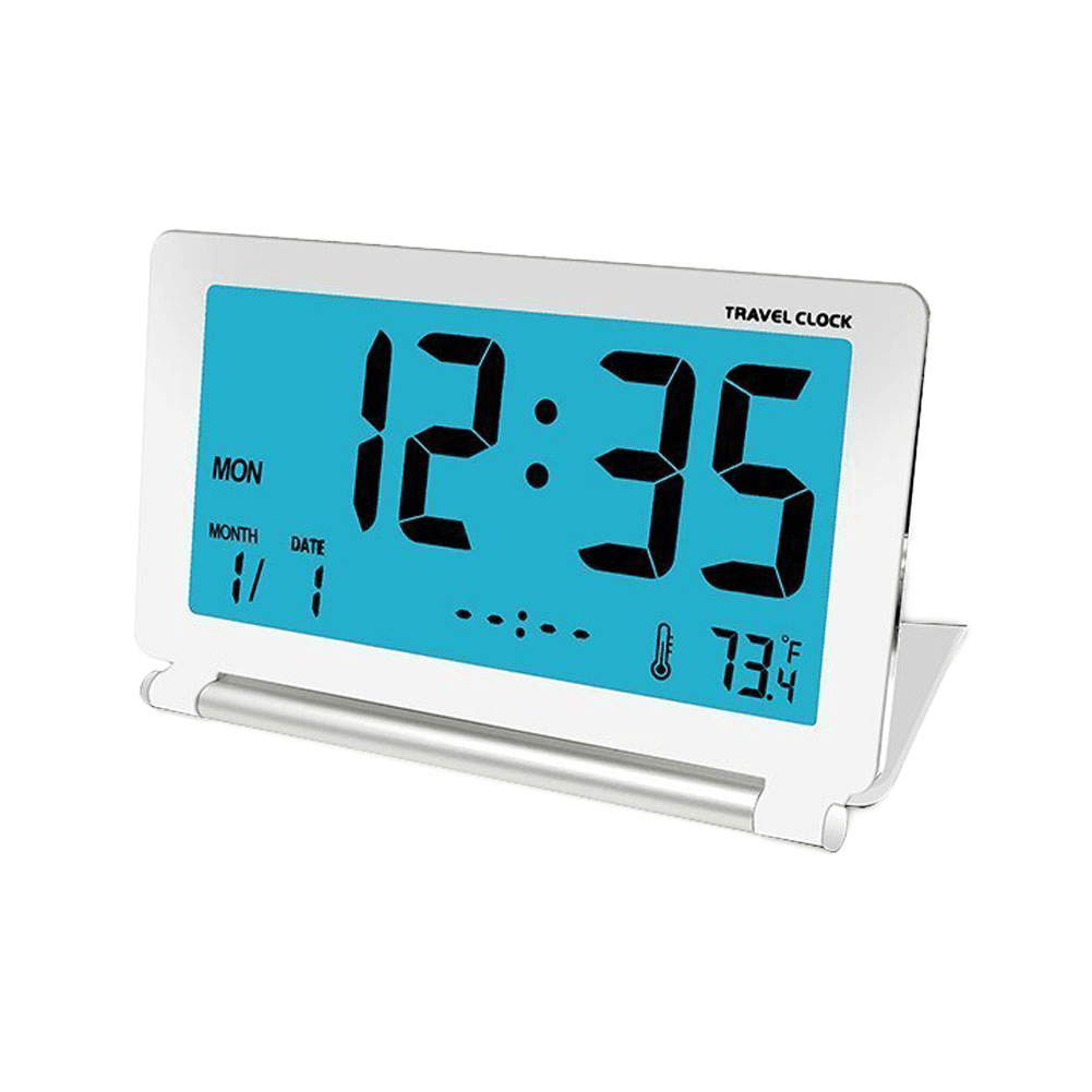 DC-12 Travel Alarm Clock LCD Mini Digital Desk Folding Electronic Alarm with Backlight - MRSLM