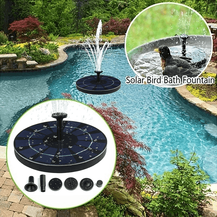 160/190 L/H Solar Power Floating Pump Water Fountain Pump Birdbath Pool Garden Decor - MRSLM