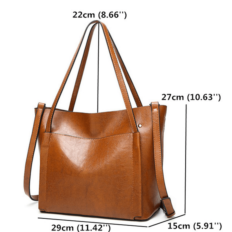 Women Oil Leather Tote Handbags Vintage Shoulder Bags Capacity Crossbody Bags - MRSLM