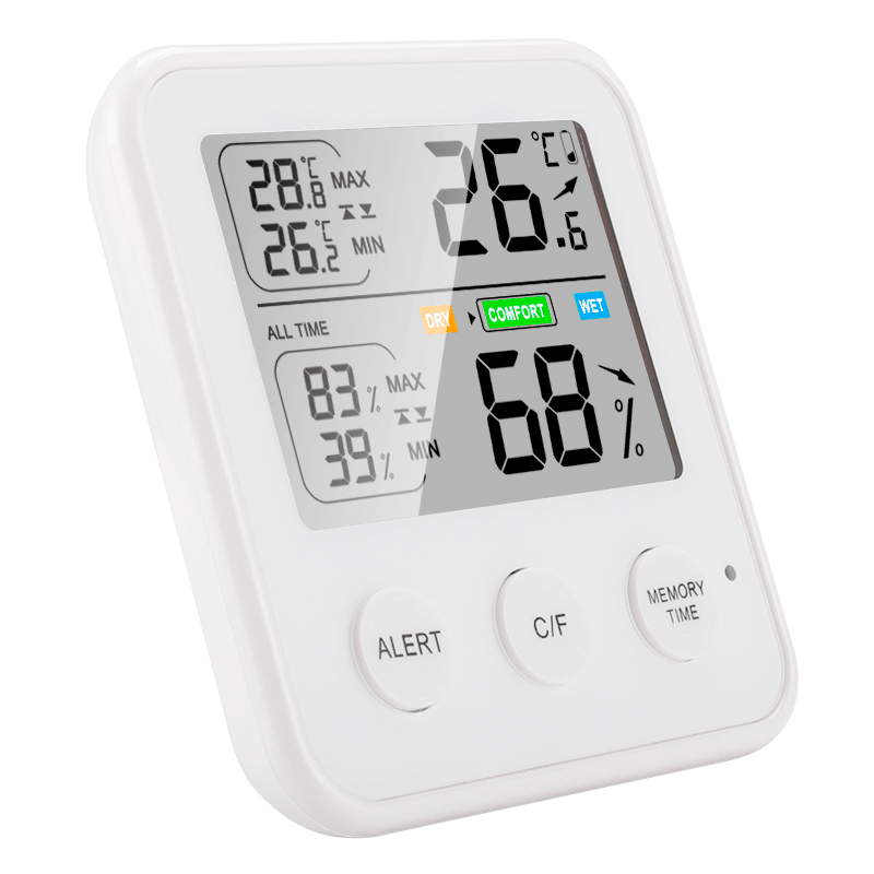 Indoor Temprtature Humidity Meter Real-Time Monitor HD LCD Display Environmentally Friendly ABS Shell 45° Support Frame Thermometer Hygrometer - MRSLM