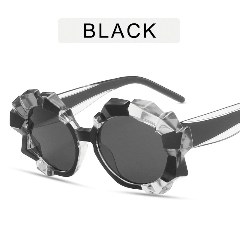 Fashion Unique Irregular round Sunglasses Woman Vintage Rhinestone Eyewear Shades UV400 Trending Men Colorful Sun Glasses - MRSLM