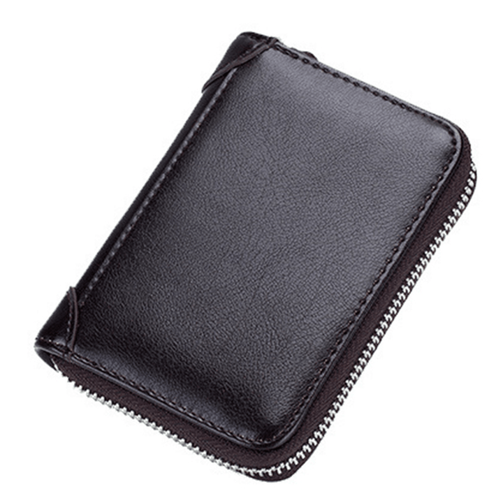 Large Capacity RFID Genuine Leather Men Women Casual Zipper Creddit Card Holder - MRSLM