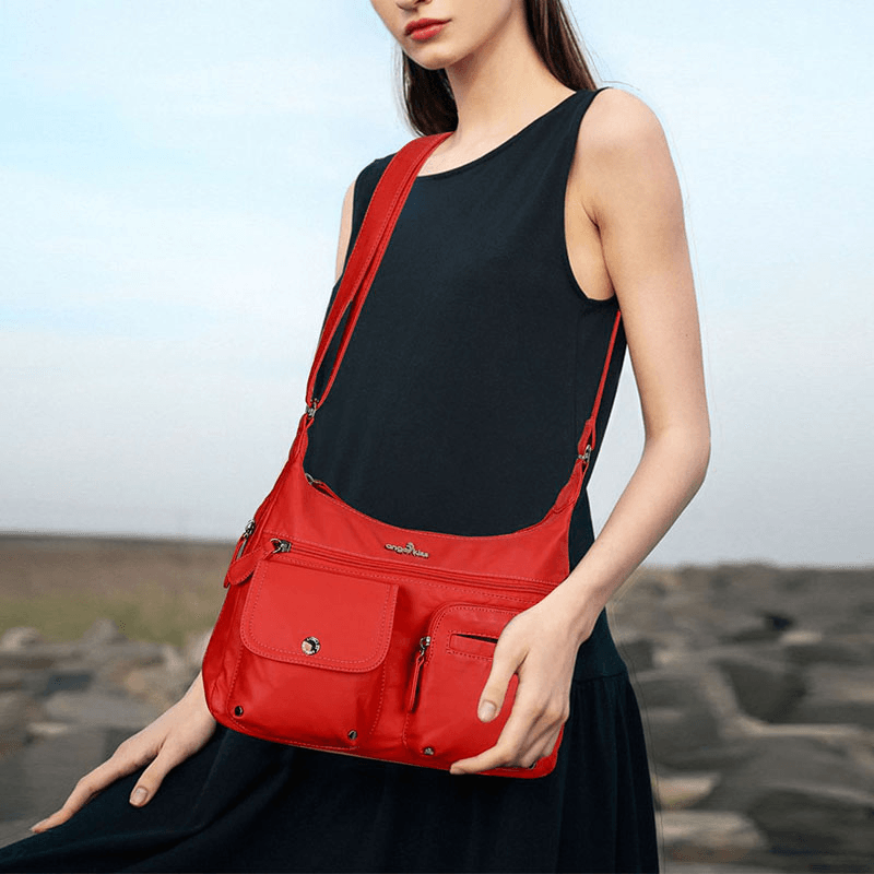 Women Multifunction Faux Leather Crossbody Shoulder Bag - MRSLM