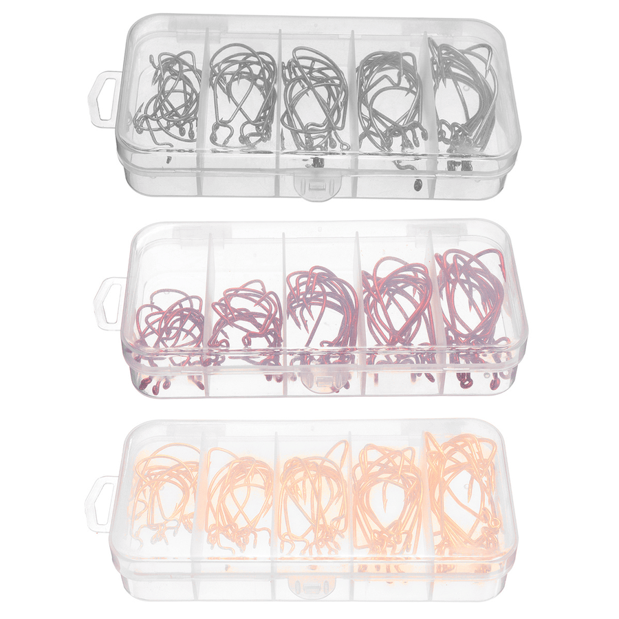 50PCS Three-Color Fishing Hooks Light Portable Fishing Hooks with Storage Box - MRSLM