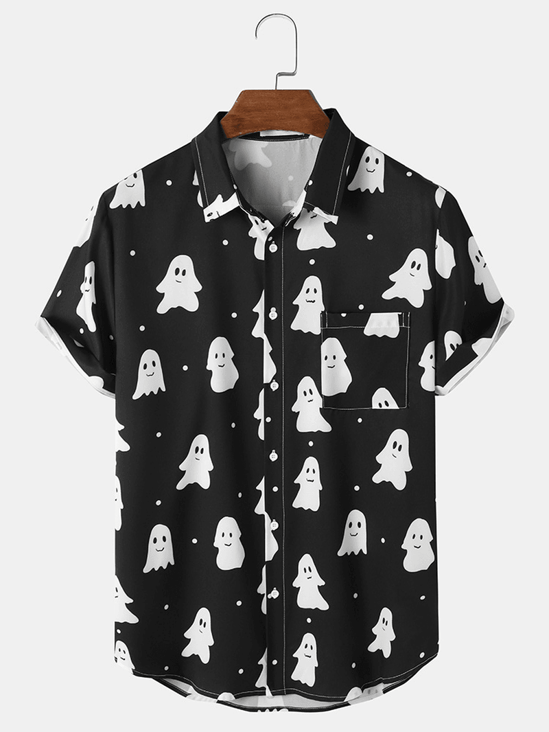 Mens Casual Ghost Cartoon Halloween Shirts - MRSLM