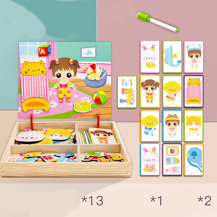 Magnetic Puzzle Children''S Educational Toys Magnetic Stickers 2-3 Years Old 6-Year-Old Girls Boys Kindergarten Early Education Wooden Board - MRSLM