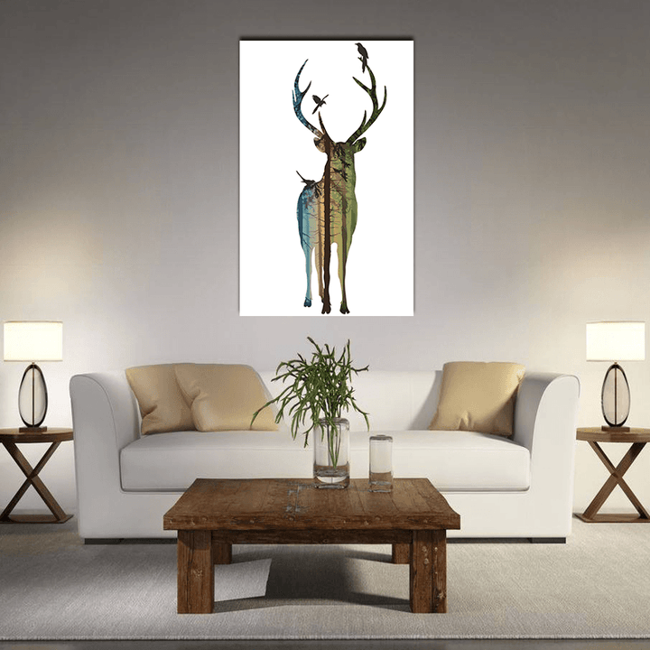 Miico Hand Painted Oil Paintings Simple Male Deer a Wall Art for Home Decoration Painting - MRSLM