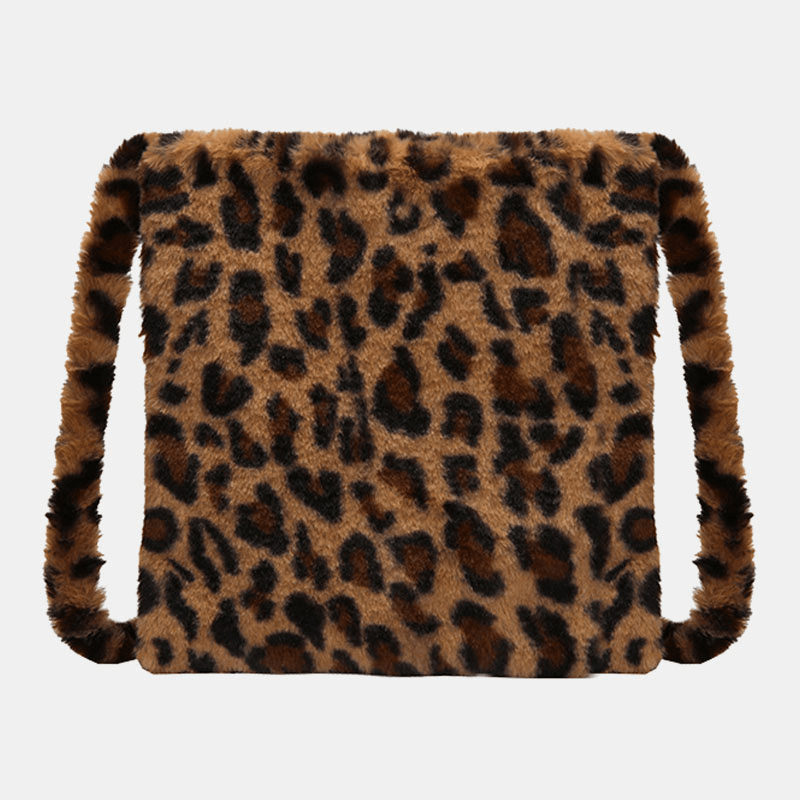 Women Felt Large Capacity Soft Cute Floral Animal Leopard Pattern Shoulder Bag Handbag Crossbody Bag - MRSLM