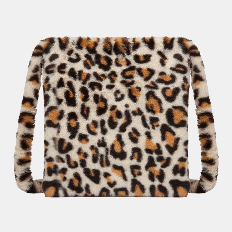 Women Felt Large Capacity Soft Cute Floral Animal Leopard Pattern Shoulder Bag Handbag Crossbody Bag - MRSLM