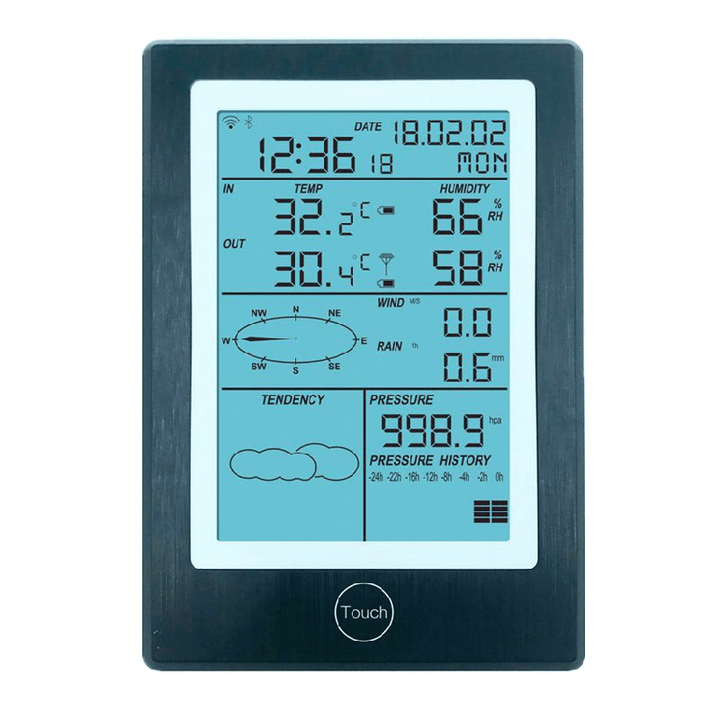 Wifi Weather Station LCD Thermometer Hygrometer Rainfall Pressure Wind Speed Direction Wireless APP Weather Forecast Data Alarm - MRSLM