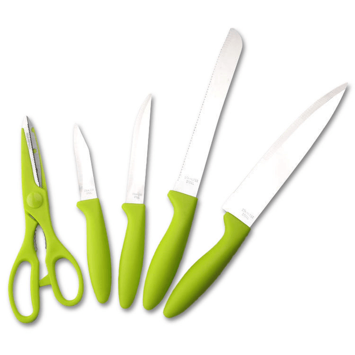 KF-3 6 Pieces Kitchen Multifunctional Green Stainless Steel Easy Cutting Knife Set - MRSLM