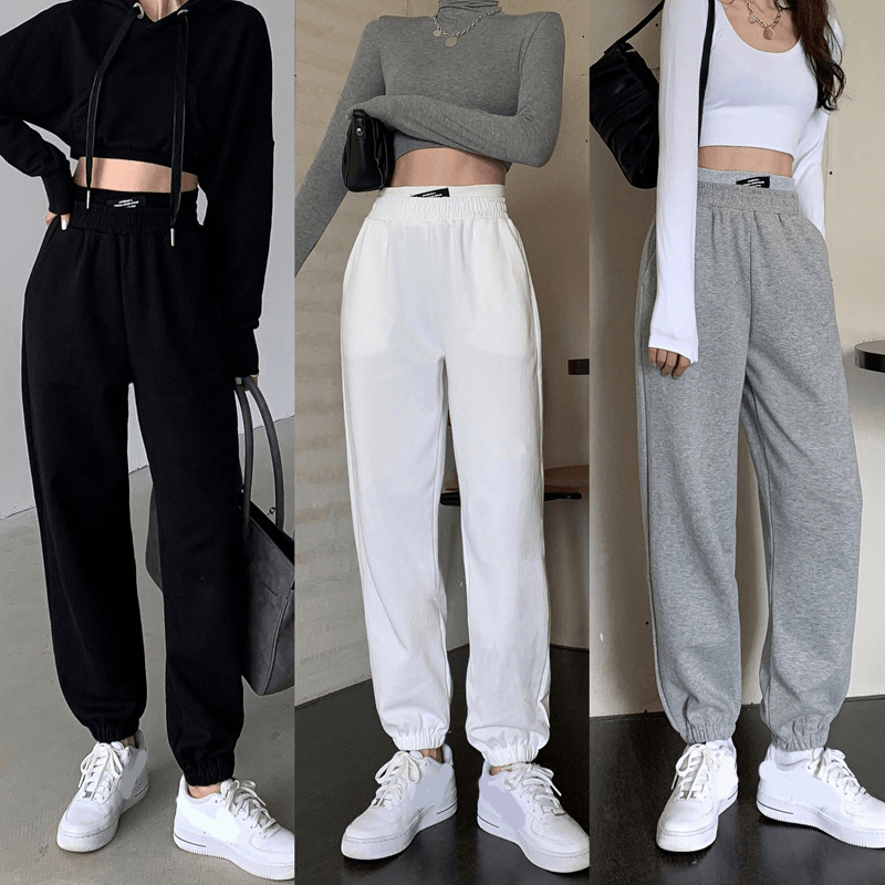 Ladies New High Waist Slim Straight Track Pants - MRSLM