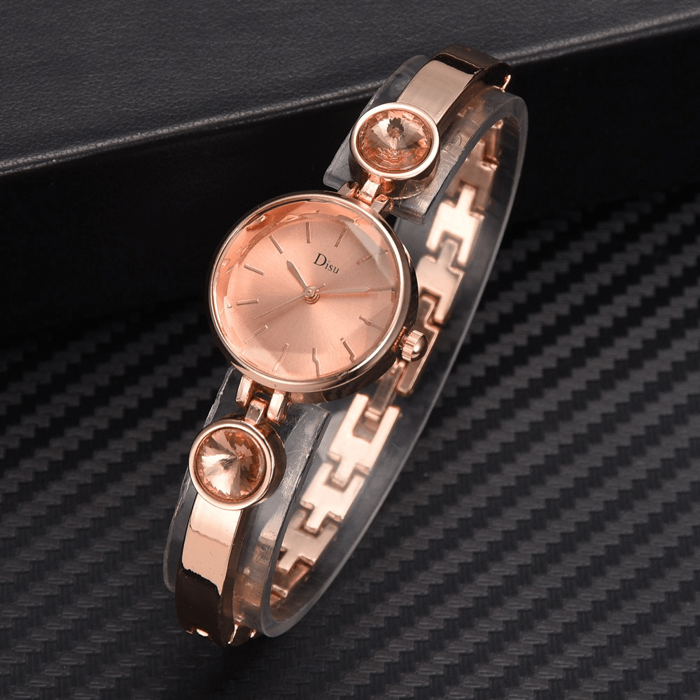 Elegant Big Crystal Alloy Strap Slim Ladies Dress Bracelet Women Simple Dial Quartz Watch - MRSLM