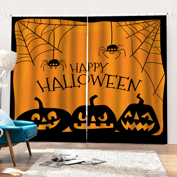 132*160Cm Blackout Window Curtains Halloween Printed Curtains for Living Room Festival Decoration - MRSLM