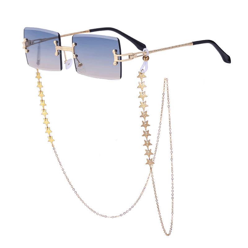 Women'S Rimless Diamond Cut Chain Sunglasses - MRSLM