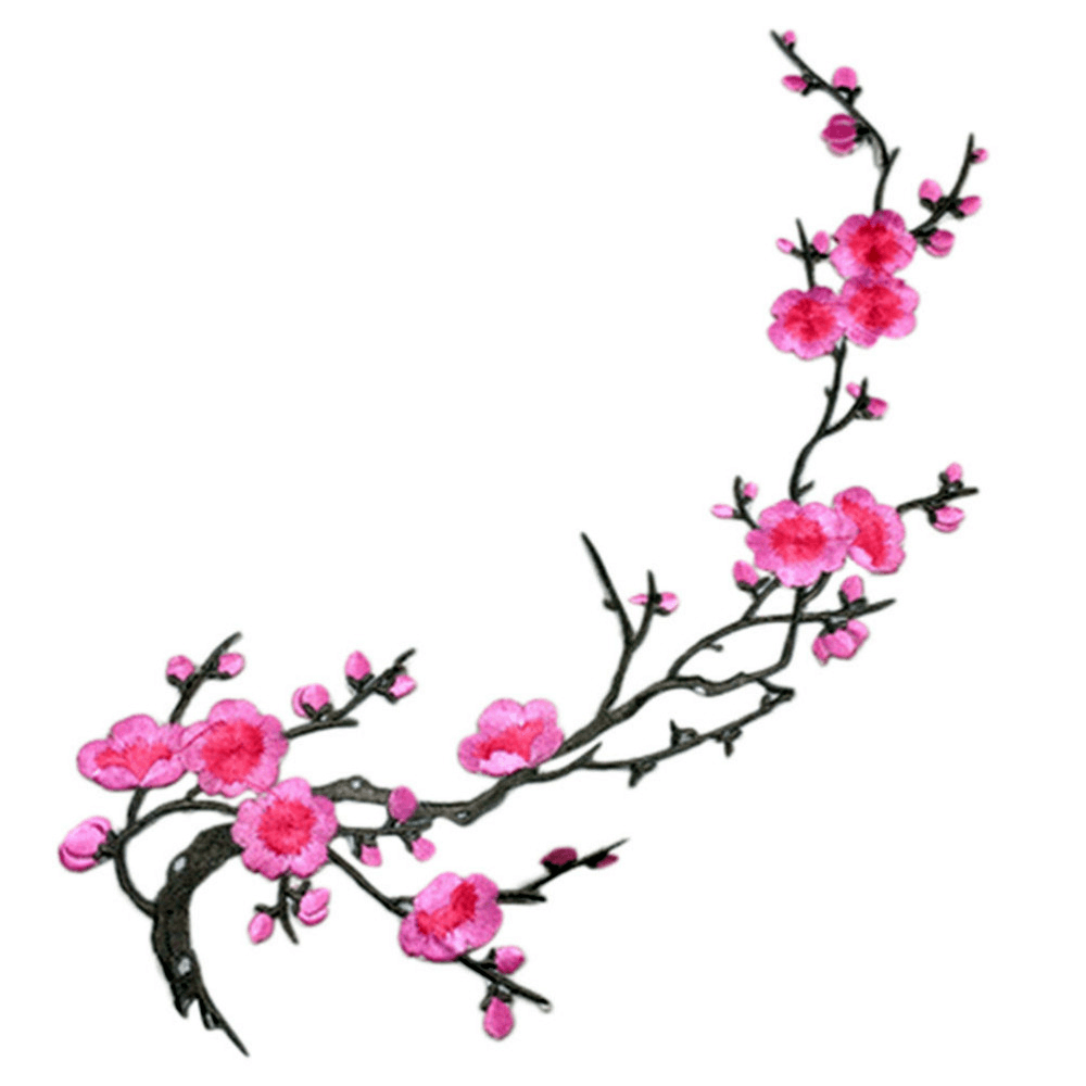 Plum Blossom Flower Applique Clothing Embroidery Patch Fabric Sticker Iron on Patch Sewing Repair - MRSLM