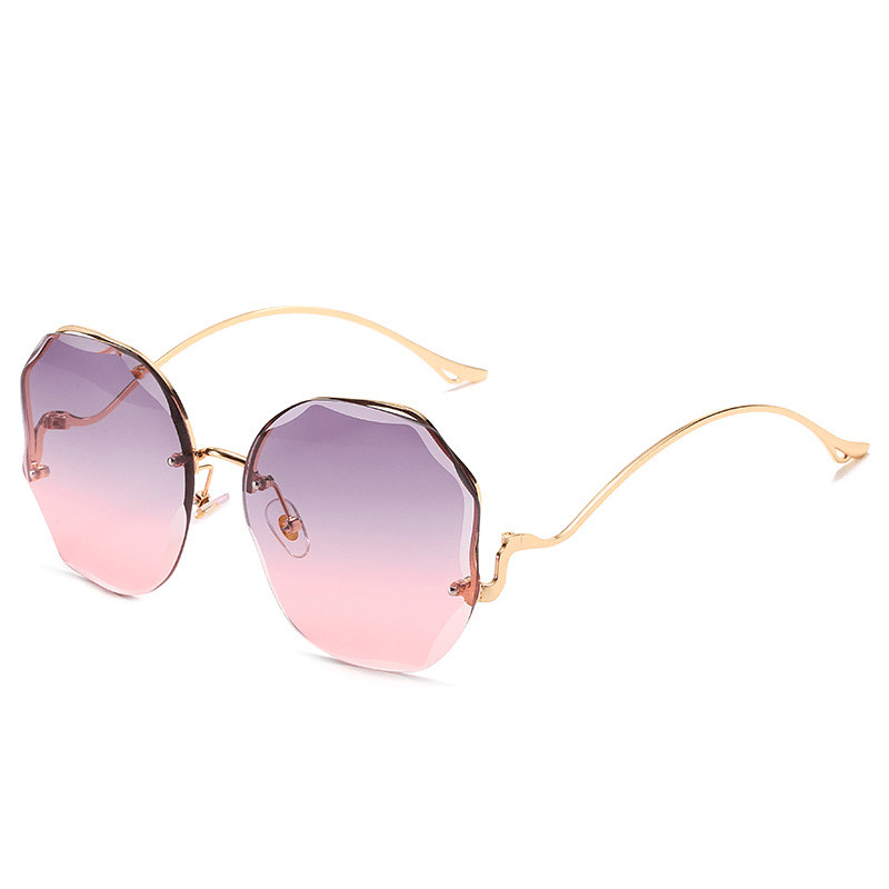 Fashion round Frame Sunglasses with Rimless Trim - MRSLM