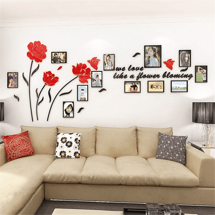 3D Acrylic Family Photo Picture Frame Wall Sticker Art Background Home Decor - MRSLM