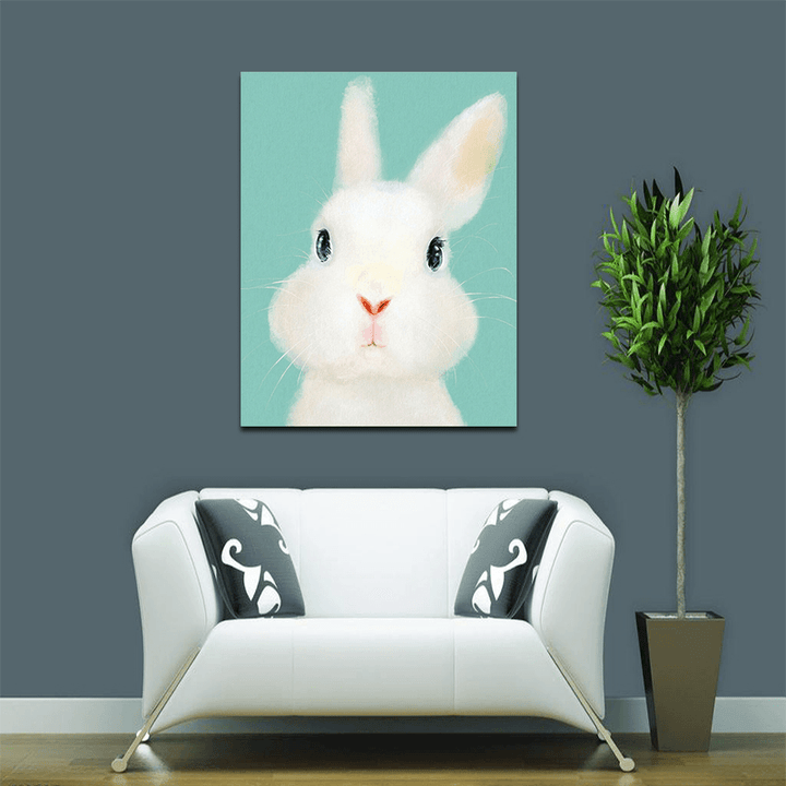 Miico Hand Painted Oil Paintings Cartoon Rabbit Paintings Wall Art for Home Decoration - MRSLM