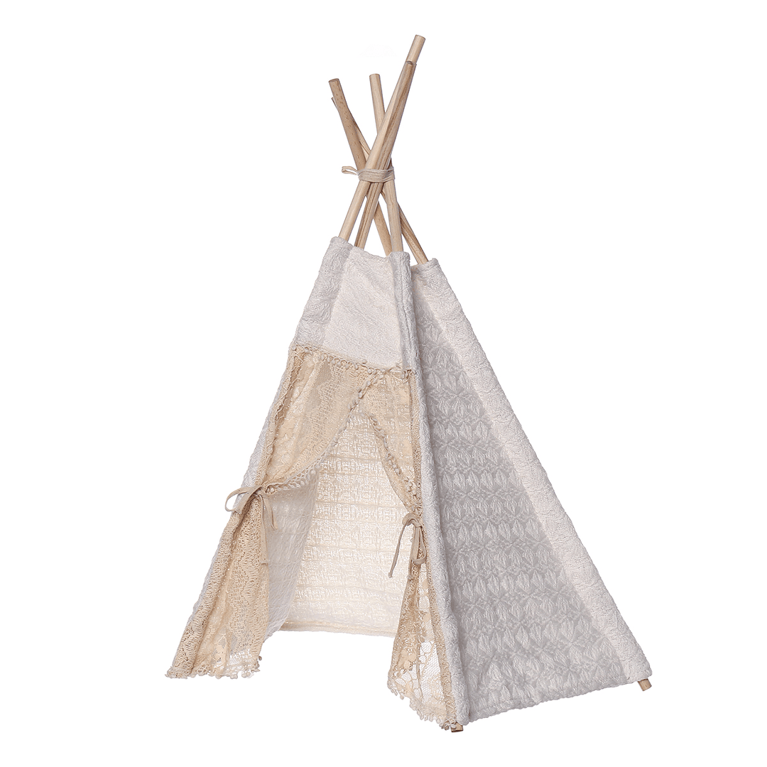 80Cm Large Kids Canvas Portable Teepee Tent Kids Sleeping Playing Photography Photo Props Kids Teepee Tipi House Toddler Children Tipi Tee Tent Gifts - MRSLM