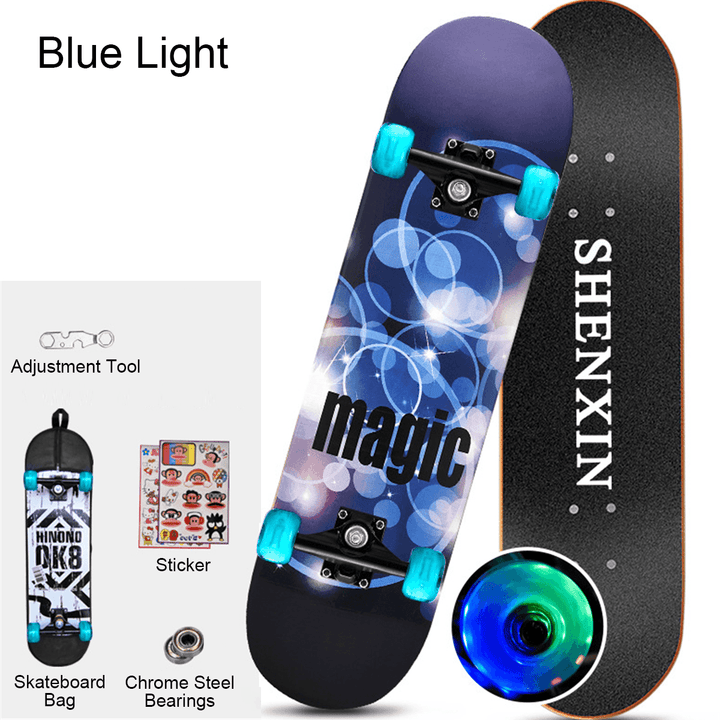 31.5'' Skateboard 11 Patterns Flash Wheels Skateboard Set for Beginner Kids - MRSLM