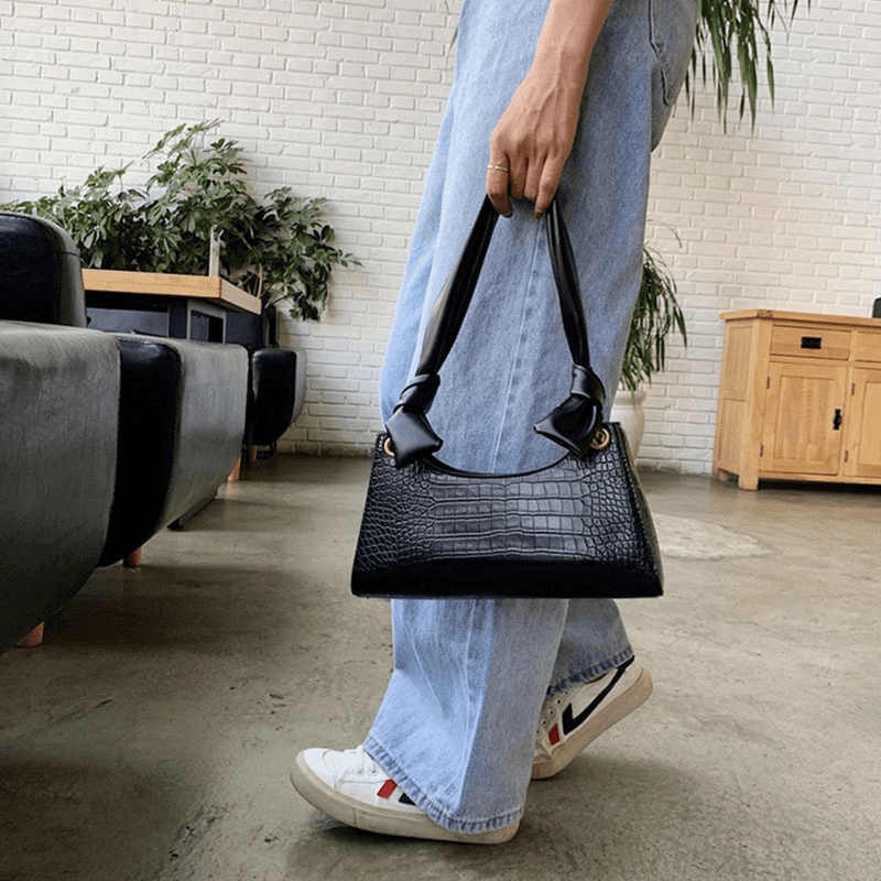 Women Solid Crocodile Pattern Shoulder Bag Handbag - MRSLM