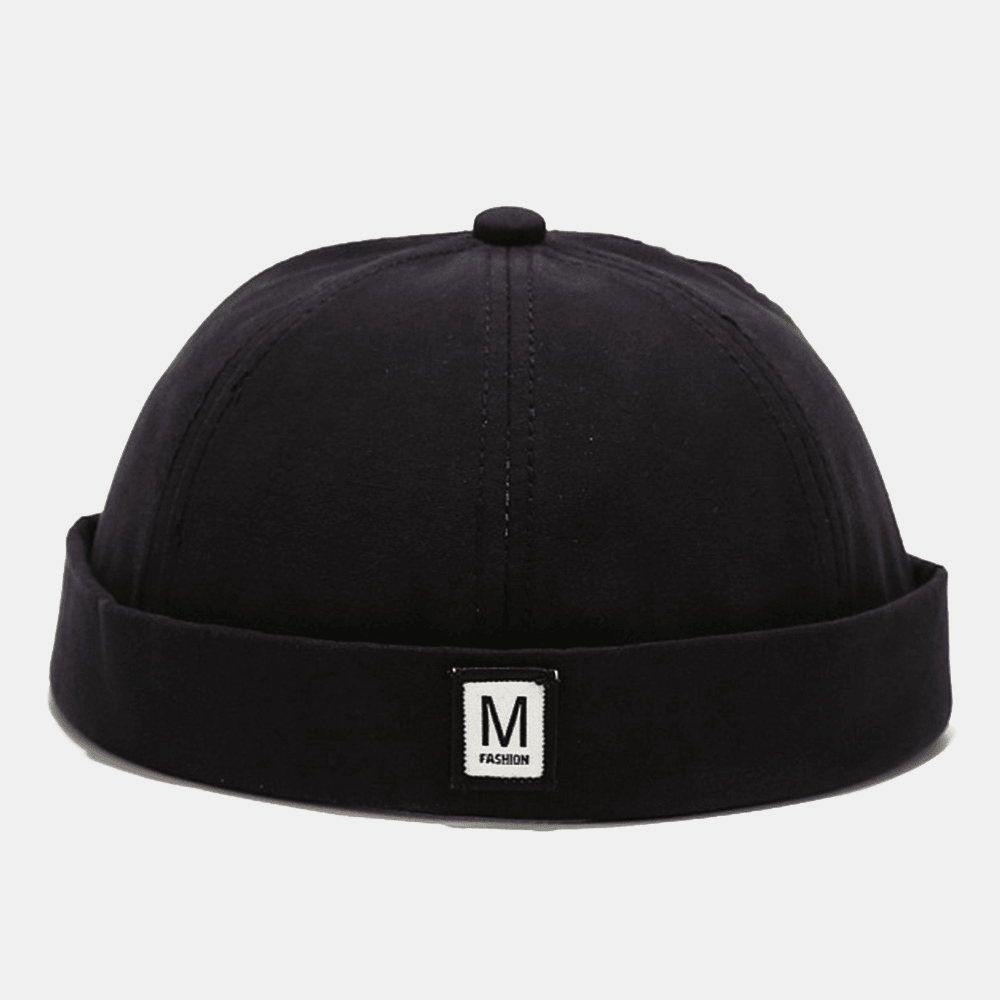 Unisex Splicing M Letter Street Hip-Hop Landlord Hat Fashion Adjustable Sunshade Brimless Beanie Skull Cap - MRSLM
