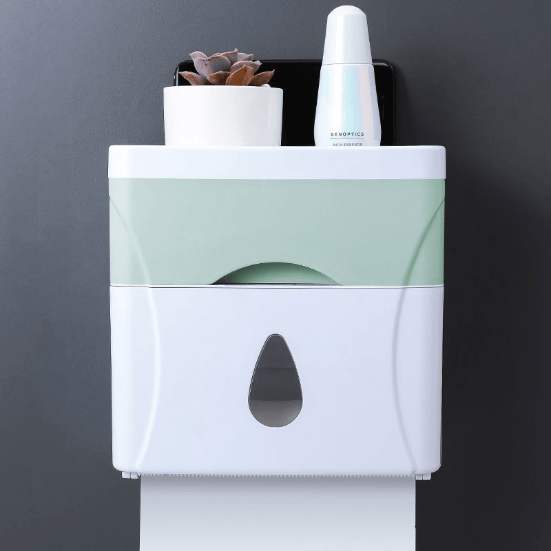 Wall Mounted Press Open Waterproof Double-Deck Paper Rolled Toilet Tissue Box - MRSLM