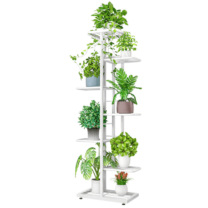 7/8 Black/White Layers Retro Iron Plant Stand Pot Plant Display Shelves Garden Home Decoration - MRSLM