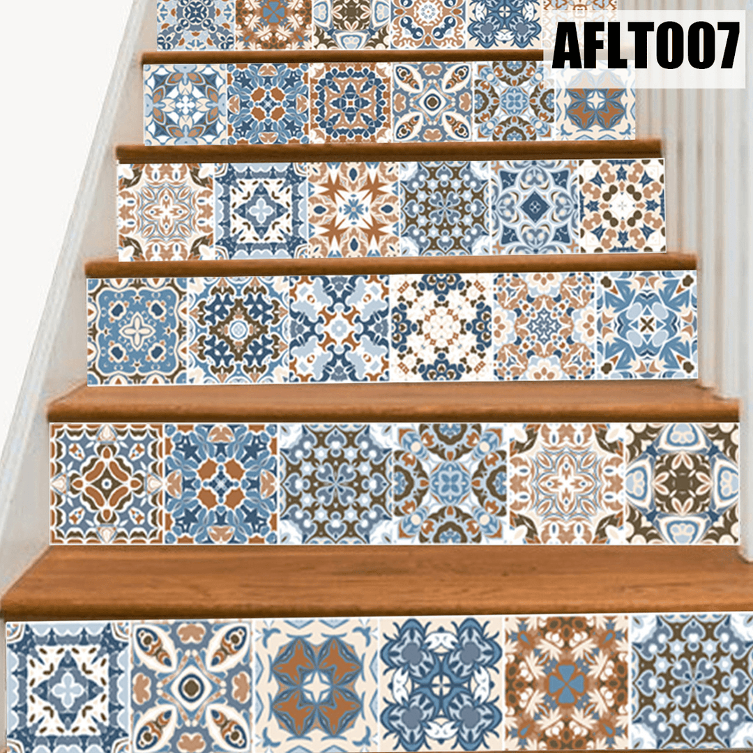 6PCS Stair Step Decals Stickers Stair Riser Decals Tile Backsplash Contact Paper - MRSLM