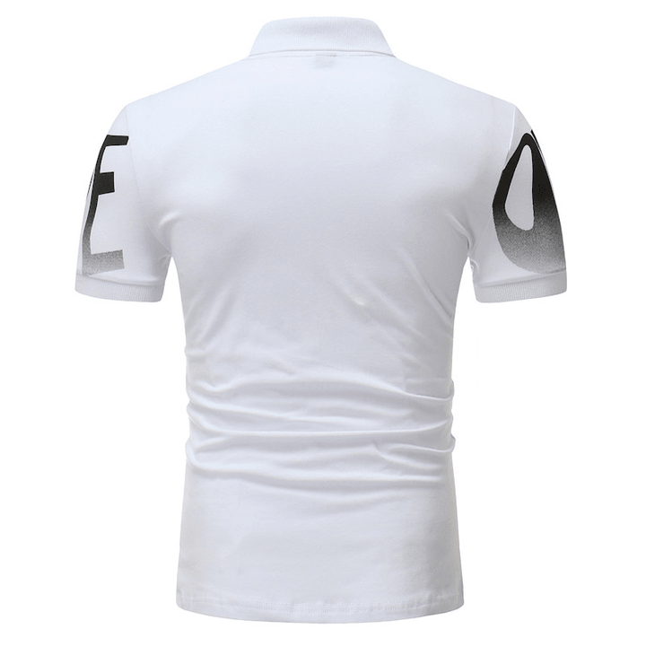 Mens Summer Letter Printed Slim Fit Business Casual Golf Shirts - MRSLM