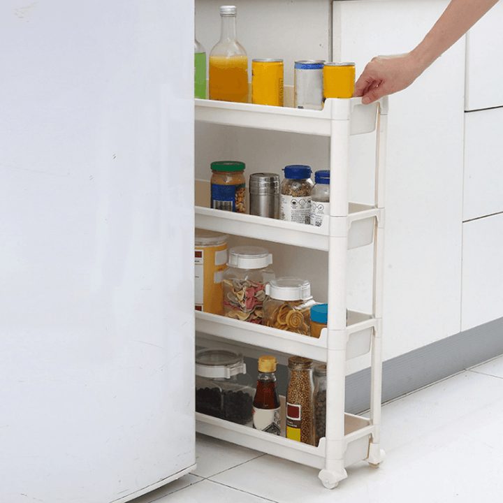 2/3/4 Tier Slim Slide Out Kitchen Trolley Rack Holder Storage Organiser on Wheel Kitchen Storage Rack - MRSLM