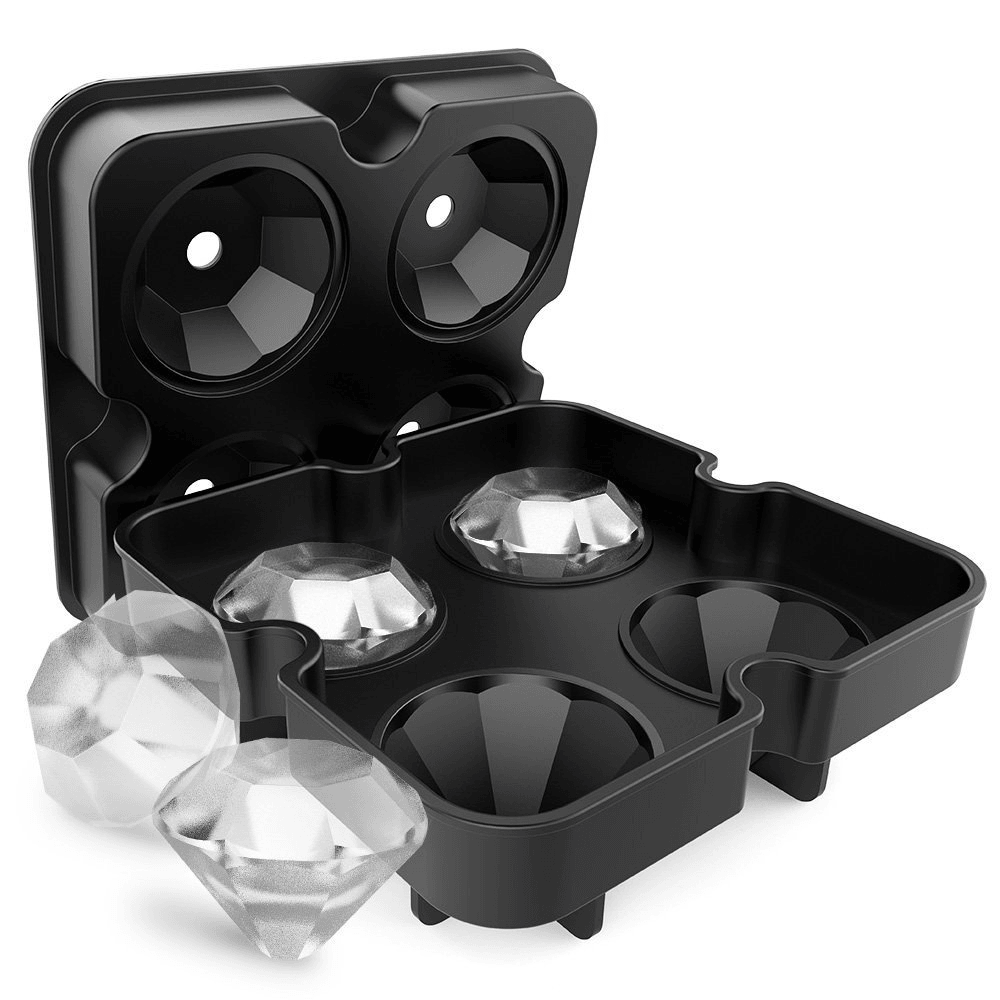 4 Grids Diamant Form Ice Cube Mold Ice Mold Maker Bar Party Silikon Ice Trays for Kitchen Storage Tool - MRSLM