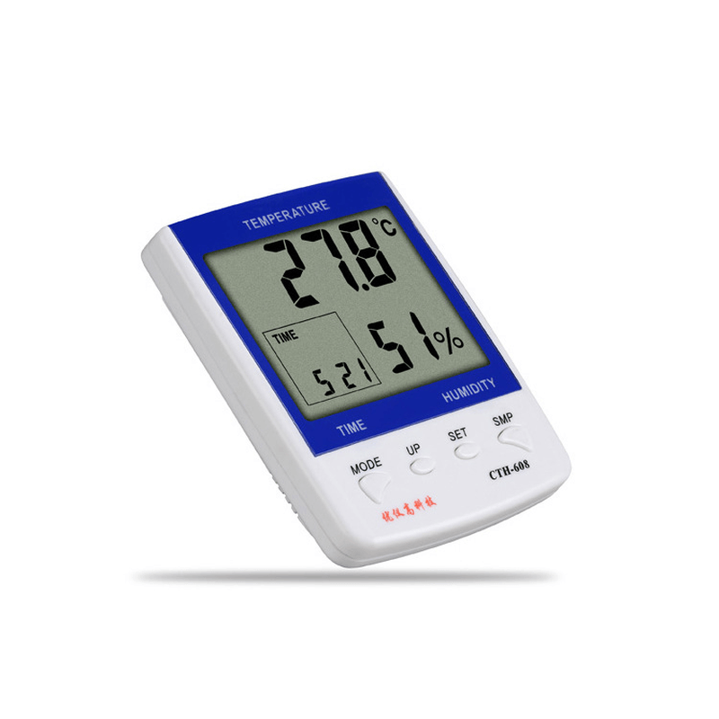 UYIGAO CTH-608 Indoor LCD Digital High Thermometer-Hygrometer 14°F-140°F Humidity 10%RH-99%RH Thermometer Hygrometer Weather Station Clock - MRSLM