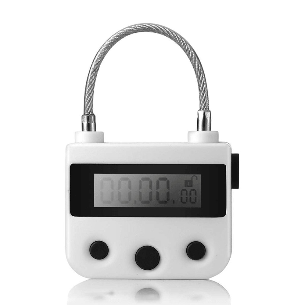 99 Hours USB Rechargeable Time Out Padlock Max Timing Lock Digital Timer Alarming Padlock W/ LCD Display Screen - MRSLM