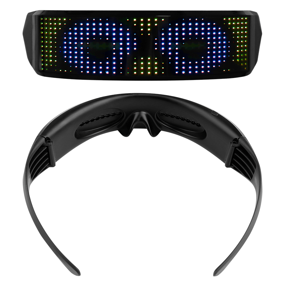 APP Contro LED Shinning Glasses USB Rechargeable Full Color Wireless Music Dynamic Patterns Unisex Glowing Luminous Glasses for Party Bars - MRSLM