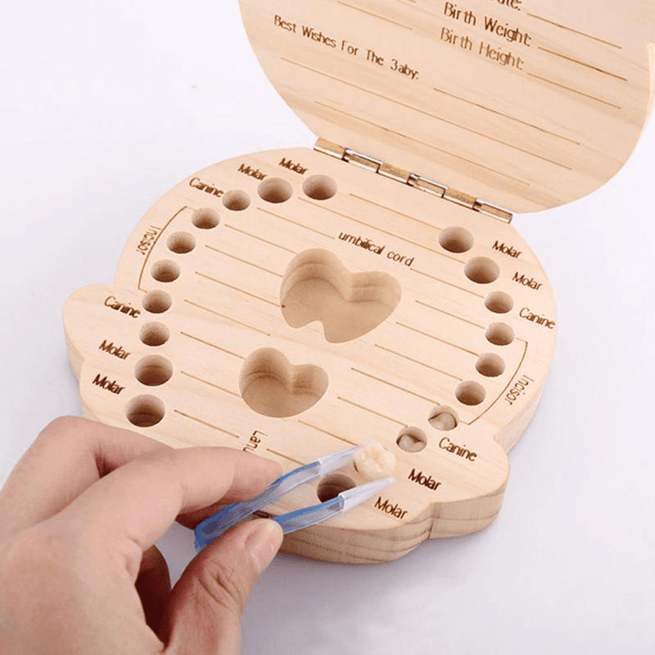 Baby Milk Teeth Wooden Storage Case save Box Hair Holder Organizer for Girl Boys New Tooth Organizer - MRSLM