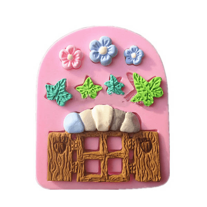 Plants Wooden Window Liquid Silicone Mold Fondant Cake Decorating Mould - MRSLM