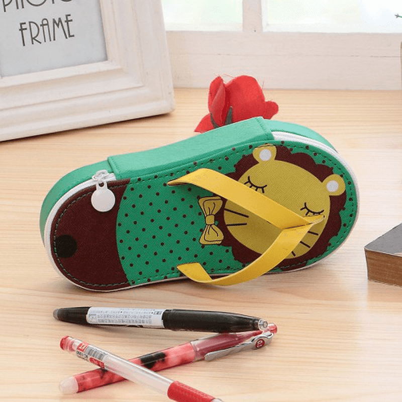 Cute Fruit Flip-Flops Creative Slippers Pencil Bag School Office Stationery Supplies Pencil Case - MRSLM