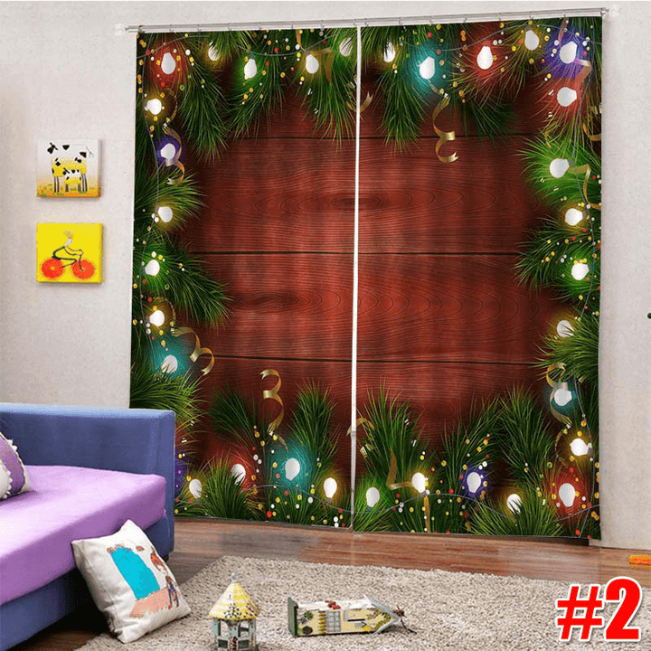 2PCS 3D Print Window Curtain Drapery Door Screen Panel for Christmas Decoration - MRSLM