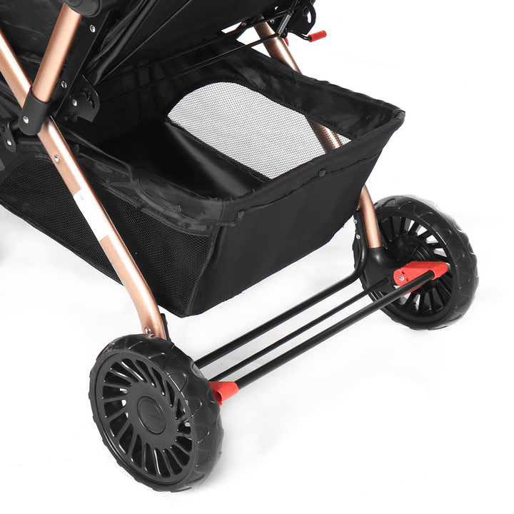 Kids Folding Stroller Travel Pushchair with Storage Basket Body Stroller Cart for 0-3 Years Old - MRSLM