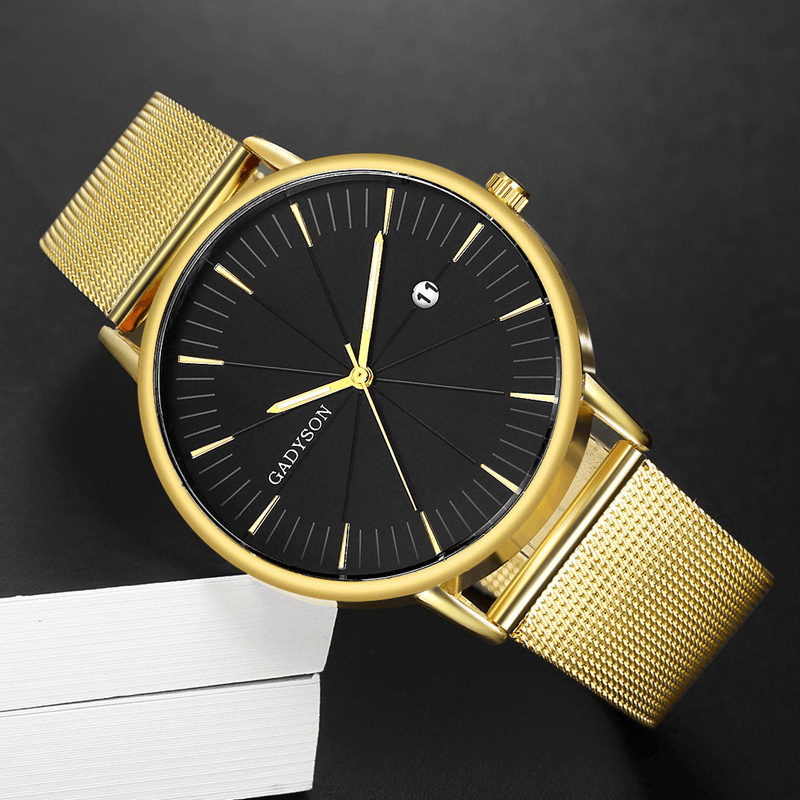 GADYSON A9105 Calendar Casual Style Men Wristwatch Full Steel Luminous Display Quartz Watch - MRSLM