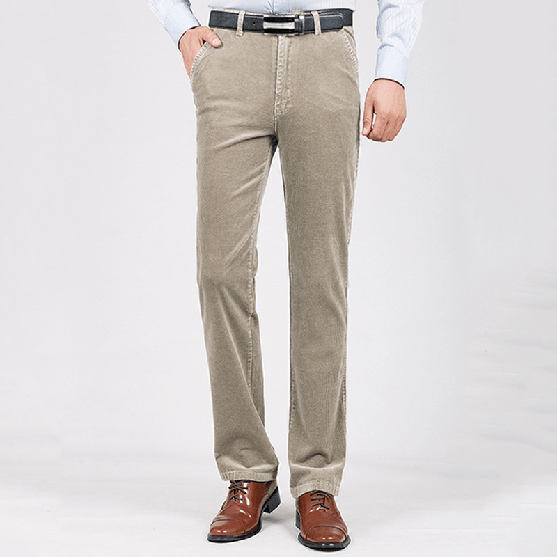 Mens Fall Winter Thick Warm Corduroy Business Straight Pants - MRSLM