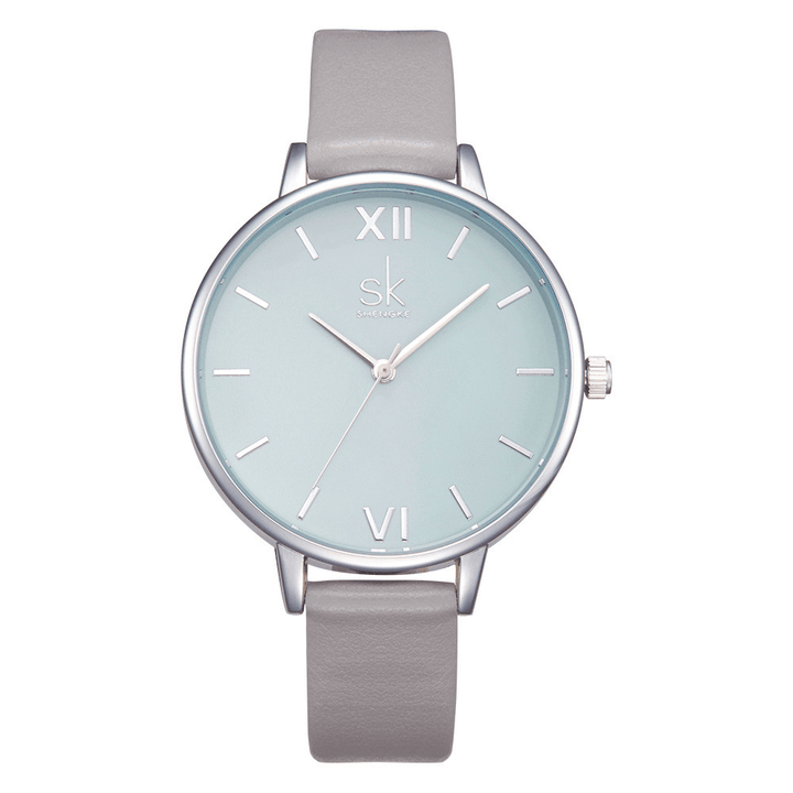 SK K0056 Simple Design Ladies Wrist Watch Casual Style Leather Strap Quartz Watches - MRSLM